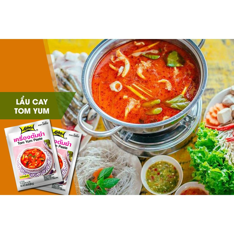 [Lobo Thái] Gia vị Lẩu Thái chính hãng Có 2 vị: Lẩu Tom Yum 30gr (chua cay) và Lẩu chua 50gr (không cay)