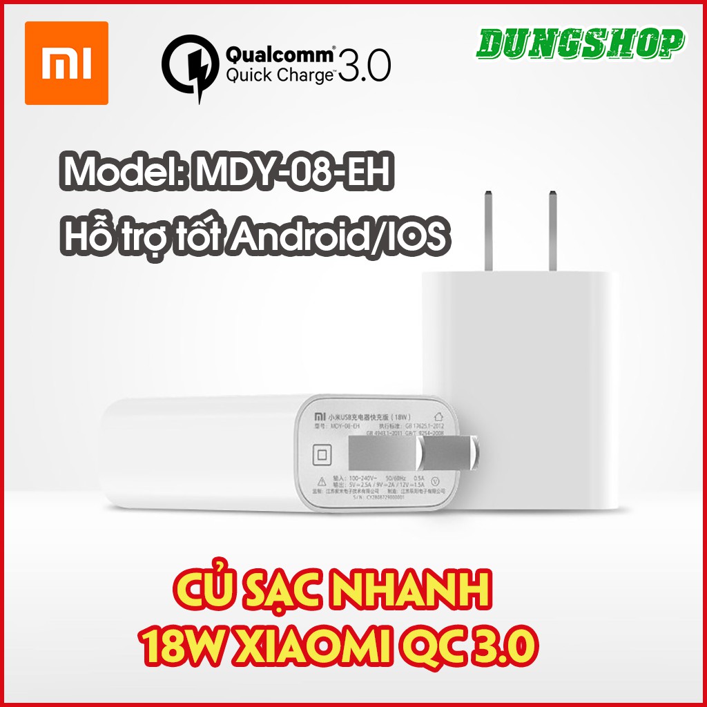 Củ sạc nhanh 18W Xiaomi MDY-08-EH Quick Charge 3.0 (Trắng) - Nguyên Hộp