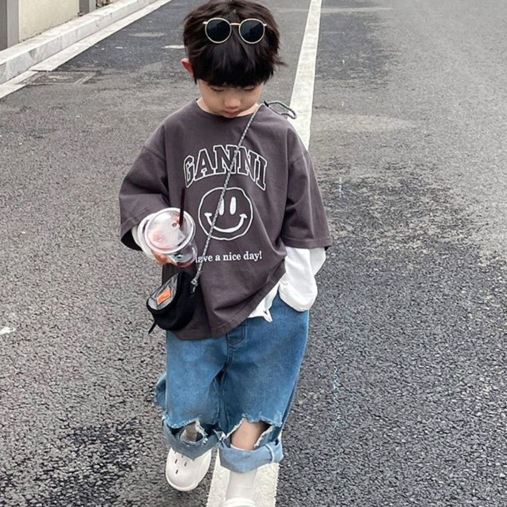 Quần Jean Rách Cá Tính Hợp Thời Trang Cho Bé Trai