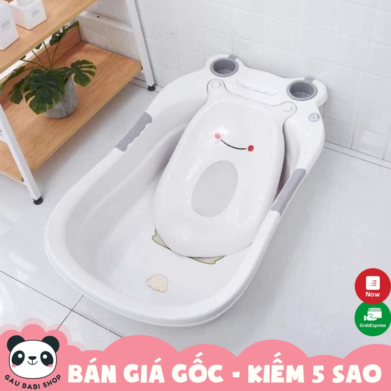 FREE SHIP !!! Chậu tắm cho bé hình ếch màu trắng cao cấp có van thoát nước