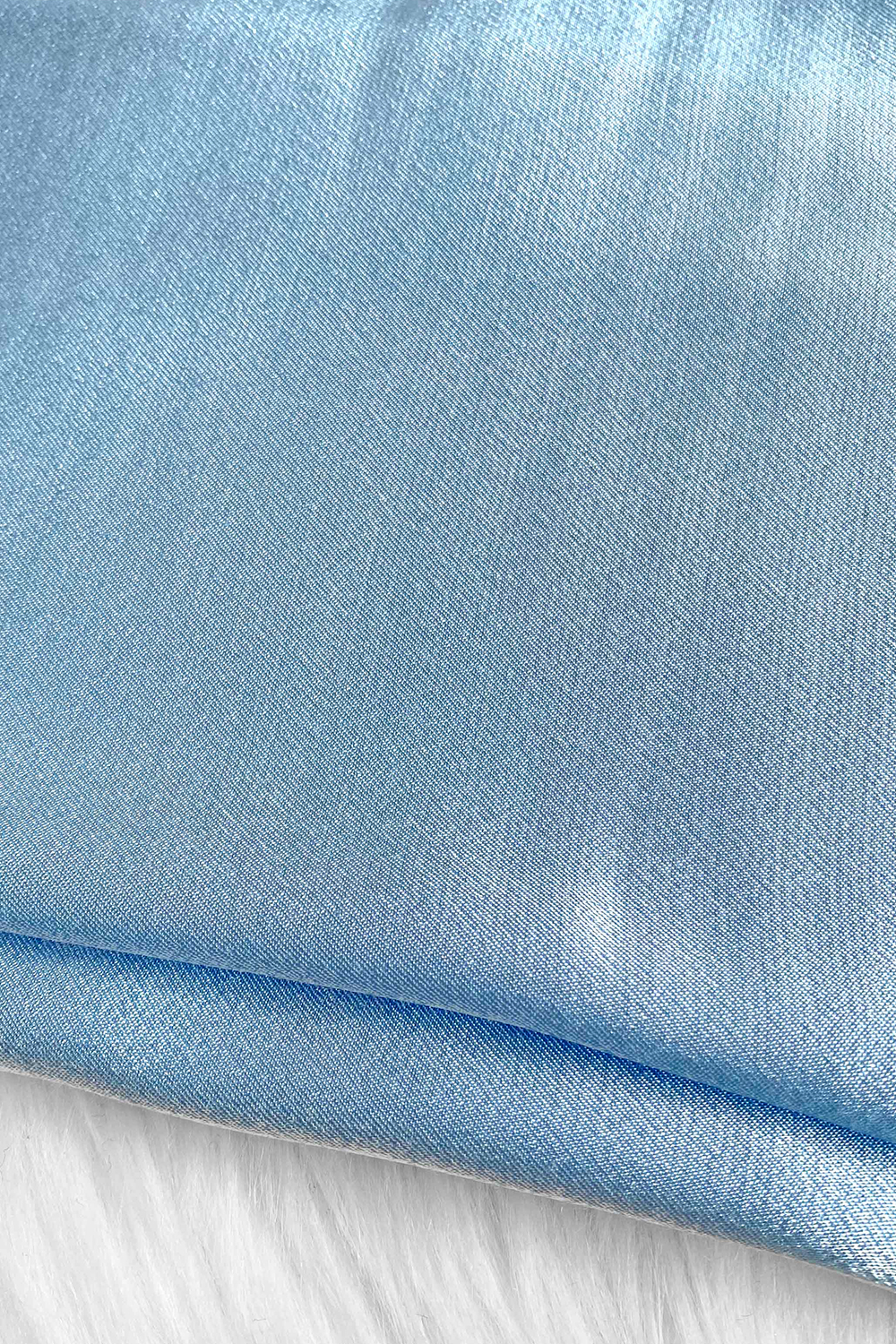 Glossy cotton satin ● light blue silky draping silk feeling pure cotton satin cloth shirt dress Hanfu fabric