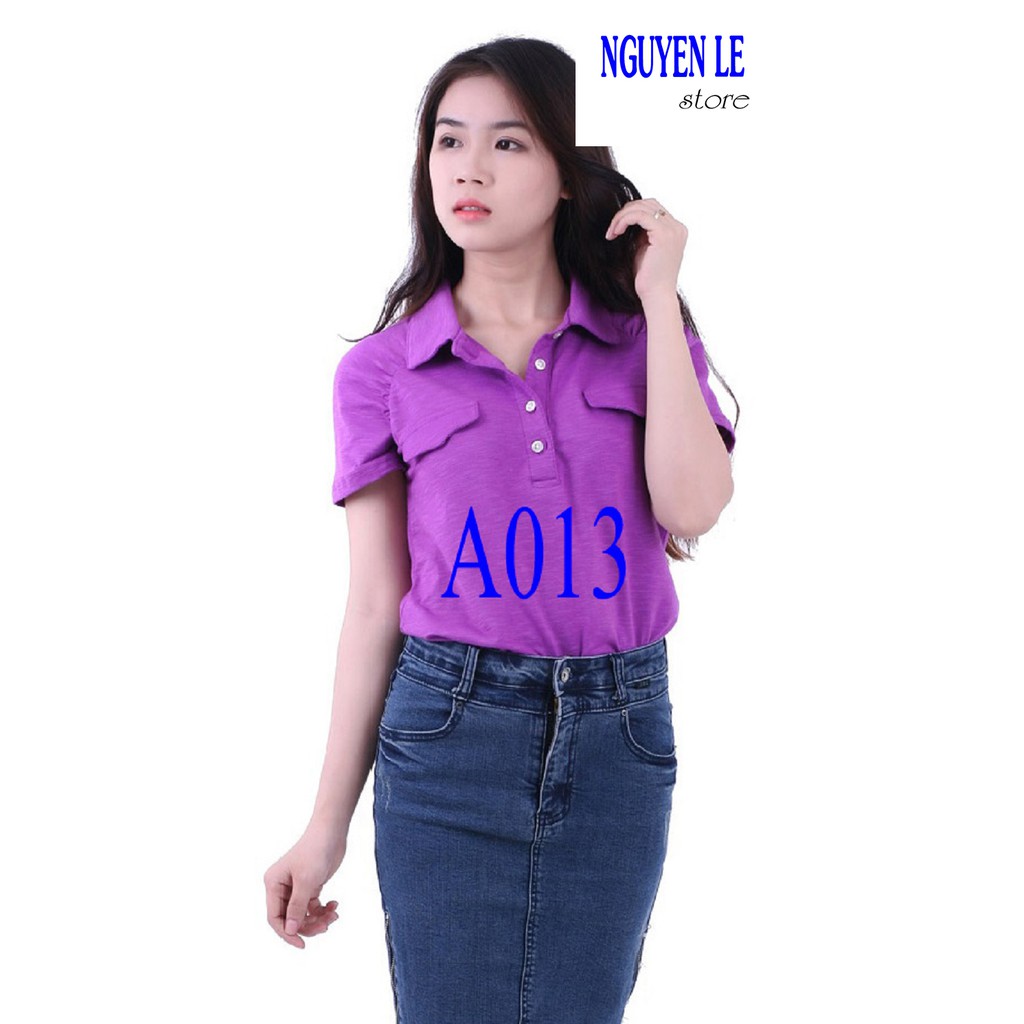 Áo thun VNXK cổ trụ màu tím