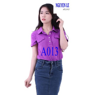 Áo thun VNXK cổ trụ màu tím
