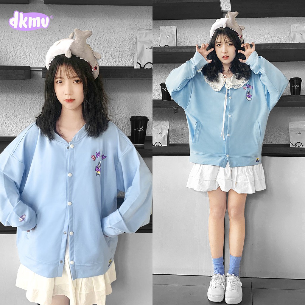 [Mã FASHION10KP giảm 10K đơn 50K] DKMV Áo khoác vải da cá Cardigan Donut MÀU XANH tặng kèm Tote | BigBuy360 - bigbuy360.vn