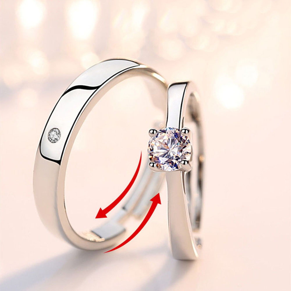 SOMEDAYZL Trendy|Ring Wedding Party Fashion Accessories Finger Rings Set Women Men Opening Adjustable  1 Pair Simple|Plated Couple Jewelry/Multicolor