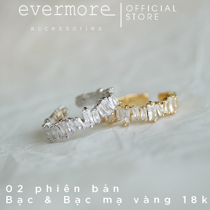 Nhẫn bạc EVERMORE, nhẫn bạc Ý 925 đính đá chữ nhật toàn vành Damianos thanh lịch, minimalism - N040