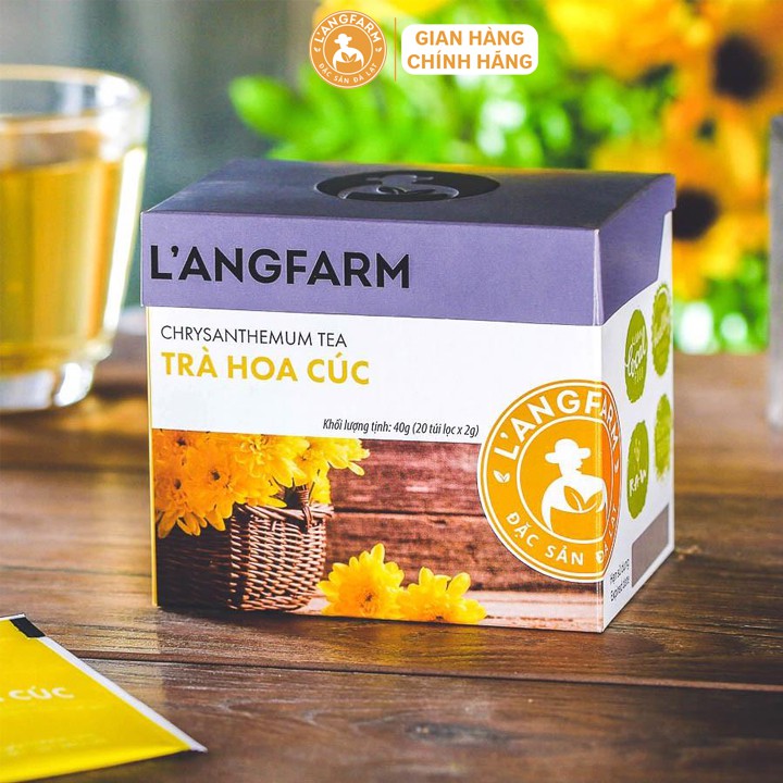 Trà hoa cúc túi lọc L'angfarm hộp 20 tép Được chế biến từ nguyên liệu tự nhiên, hương vị thơm ngon.