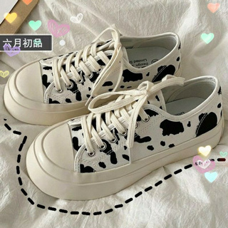 Giầy thể thao chất vải canvas nữ bò sữa cow milk dáng cơ bản basic 2021_VIDEO -form rộng LẤY giảm 1 size