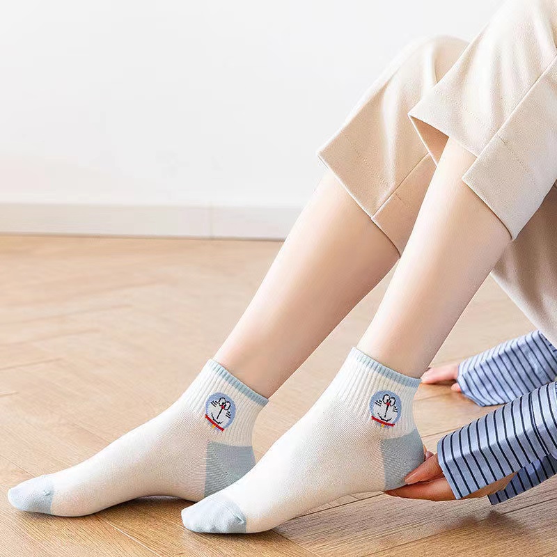 Mới Vớ Cotton Cổ Thấp In Hình Doremon Dễ Thương Thời Trang Mùa Hè Cho Nữ