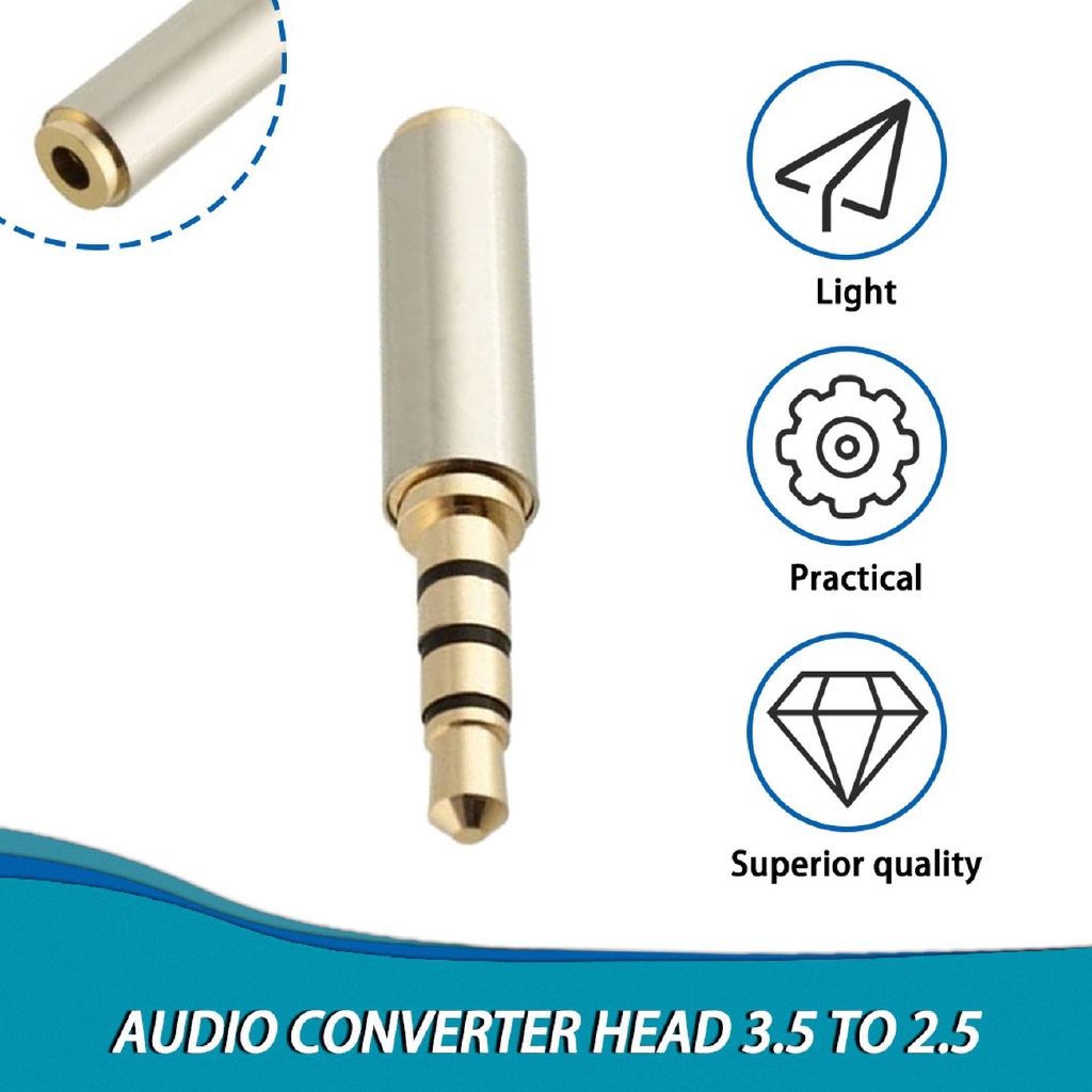 A Gold 3.5mm Male  to 2.5mm Female  Audio Stereo Headphone Jack Adapter Converter
