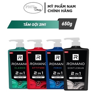 Sữa tắm gội 2in1 nam Romano hương nước hoa 650g Classic | Attitude | Force 650ml