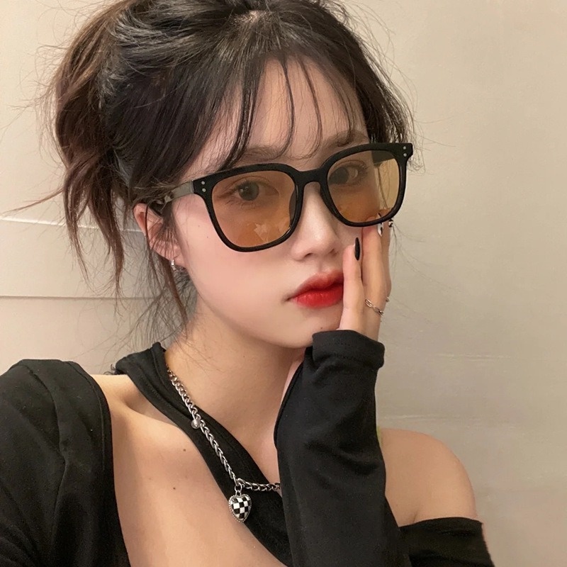 Kính Mát Gọng Vuông Màu Đen Phong Cách Hàn Quốc Thời Trang Cho Nữ