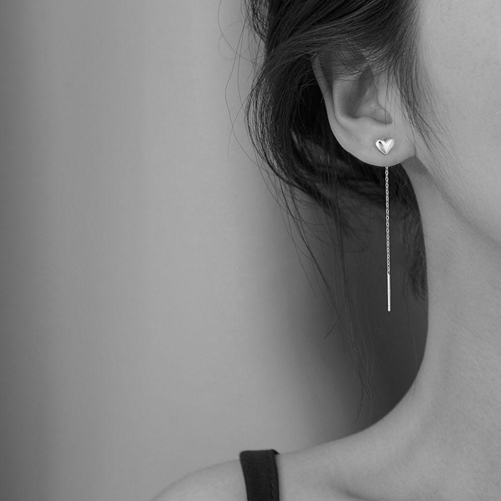 Bông Tai Dáng Dài Hình Trái Tim Phong Cách Vintage Ngọt Ngào Cho Nữ