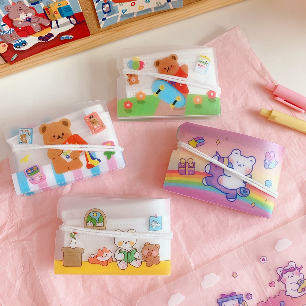 Túi Đựng Khẩu Trang Tạm Thời Chống Bụi Thiết Kế Hoạt Hình Dễ Thương Cho Nữ Sinh