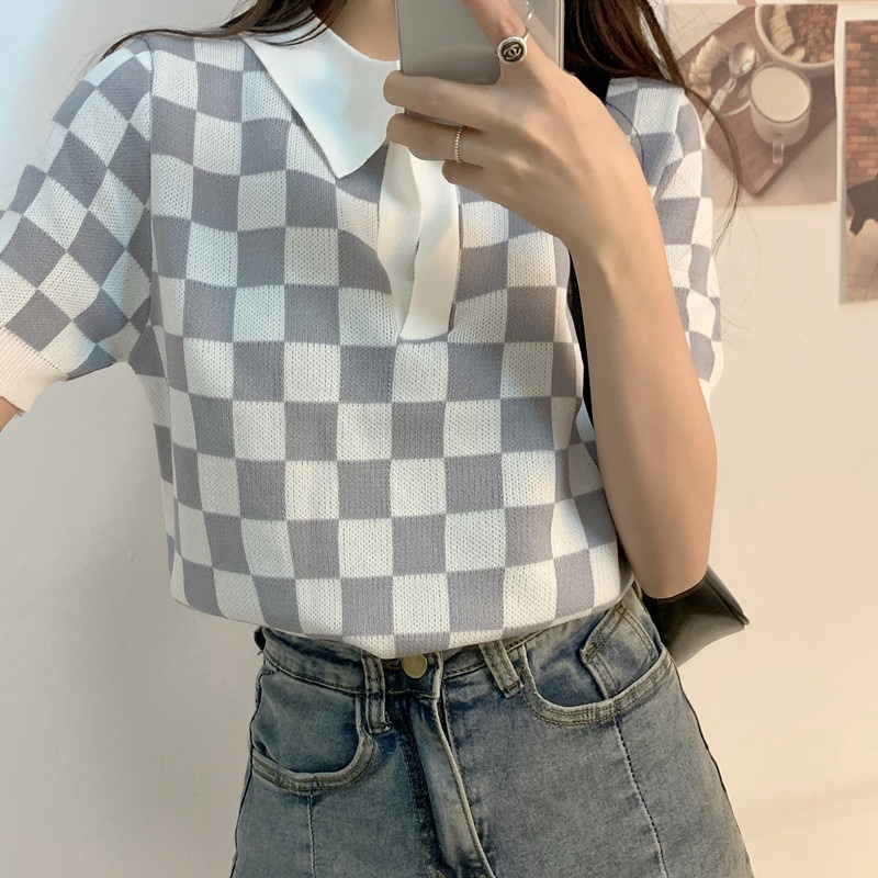 Áo thun polo ZHELIHANGFEI dệt kim tay ngắn thiết kế cỡ nhỏ trẻ trung thời trang