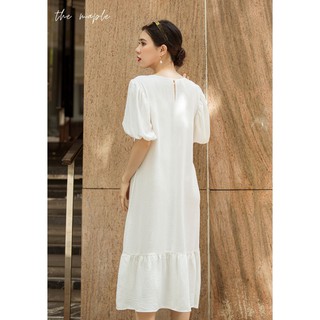 Đầm Maxi Tay Phồng The Maple Freesize Trắng