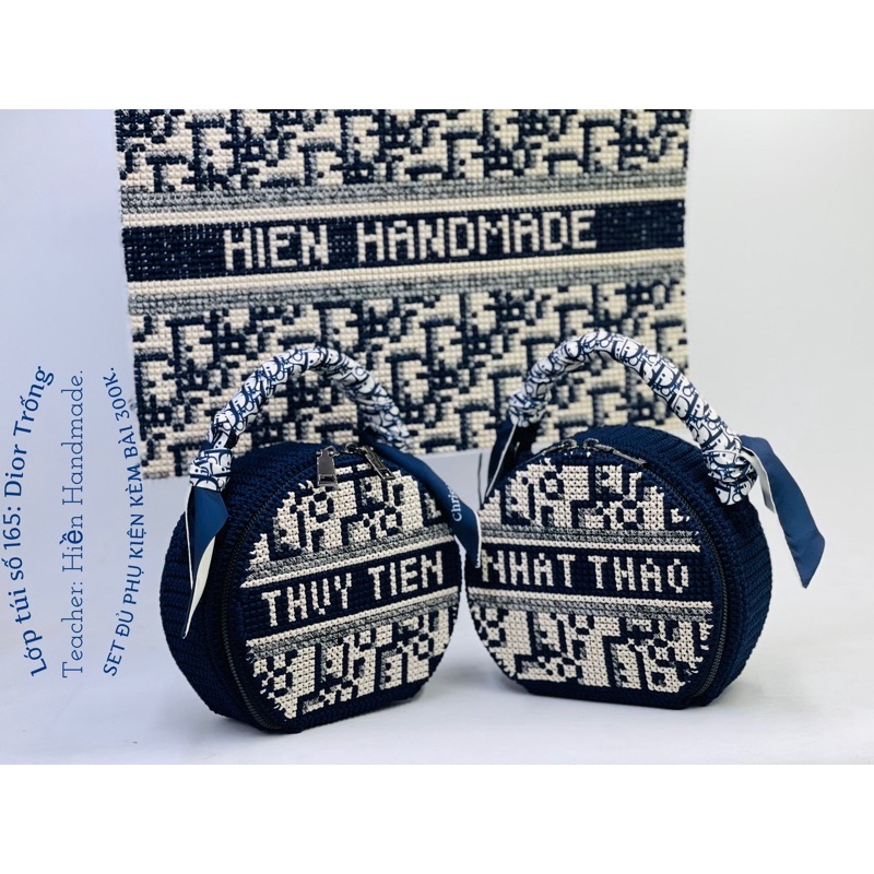 Túi Dior Trống Móc tay Handmade size 18cm