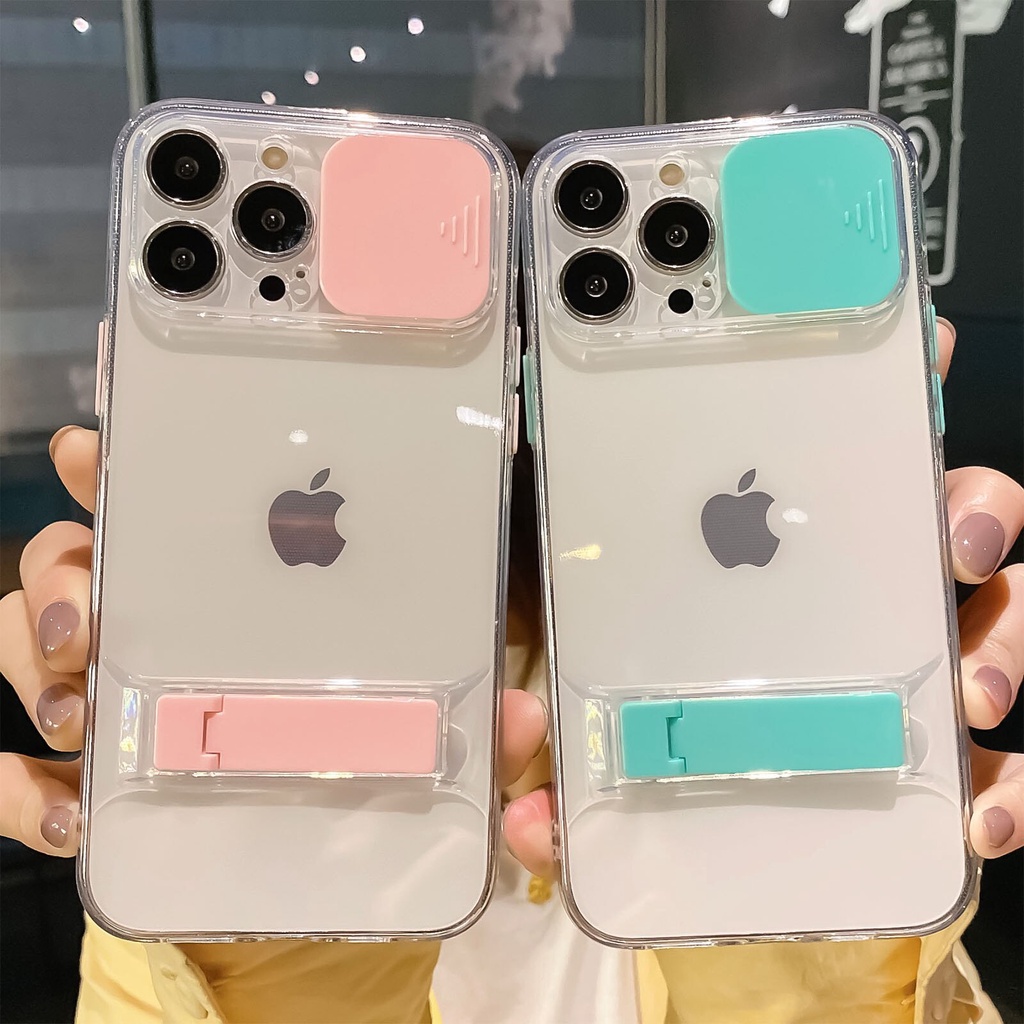 Ốp Điện Thoại Mềm Có Nắp Trượt Bảo Vệ Ống Kính Máy Ảnh Cho iPhone 13 Pro Max 12 11 Pro Max