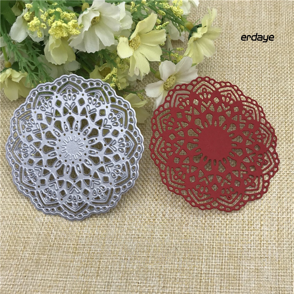 Khuôn mẫu tròn họa tiết ren hoa cắt thẻ trang trí sổ tay thủ công