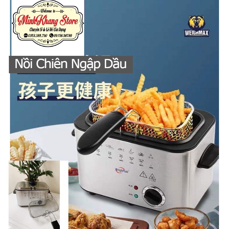 [ Giá sốc ]Nồi chiên ngập dầu WEIGHMAX 1.5L , Nồi chiên ngập dầu mini, nồi chiên điện