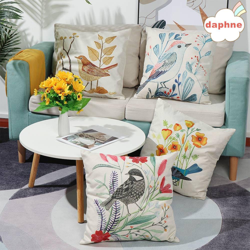 Daphne Vỏ Gối Sofa 18 &quot;In Họa Tiết Hoa Và Chim Phong Cách Vintage Trang Trí Nhà Cửa