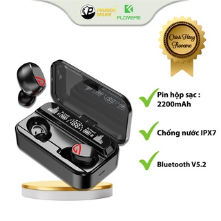 Tai nghe bluetooth V5.2 Floveme - F10 Pro cao cấp, kiêm sạc dự phòng 2200mAh . cảm ứng vân tay, hỗ trợ đàm thoại,