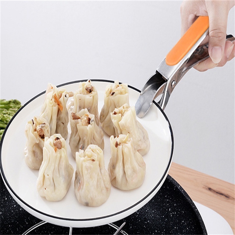Kẹp Tô/Dĩa Bằng Thép Không Gỉ Chống Trượt Chống Bỏng Kiểu Dáng Đơn Giản Tiện Dụng Cho Nhà Bếp