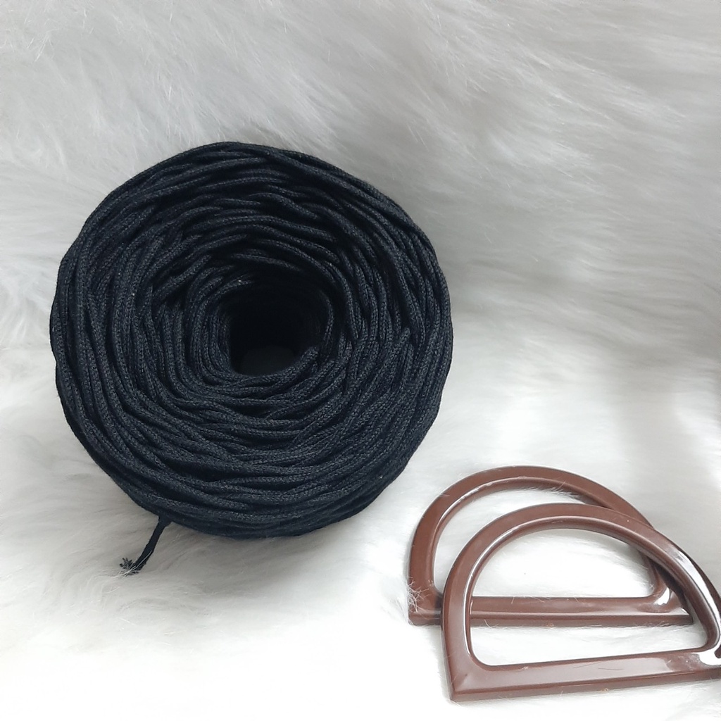 Dây thừng dệt mắt na, dây cotton- 3mm, MÀU ĐEN