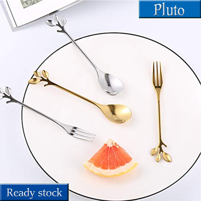 Muỗng/nĩa hình lá cây làm bằng thép không gỉ chất lượng cao