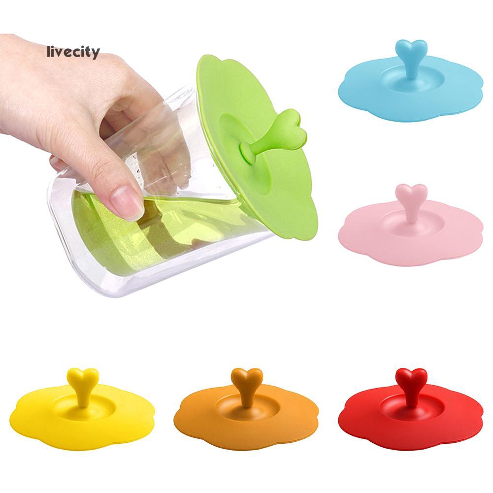 Nắp đậy ly bằng silicone kèm tay cầm hình trái tim độc đáo | BigBuy360 - bigbuy360.vn