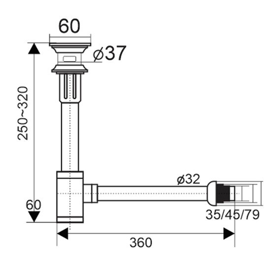 Bộ xi phông &amp; ống xả lavabo ZXP027