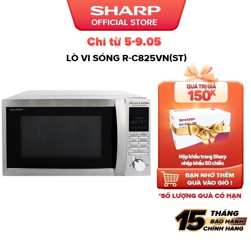 Lò vi sóng Sharp R-C825VN(ST) 25 Lít [Chức Năng Nướng, Chất liệu bằng thép không gỉ]