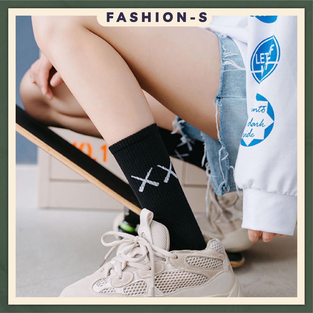 Vớ cổ cao, tất nam nữ XX màu trơn thể thao vải cotton co giãn hàng đẹp thời trang - FASHION S