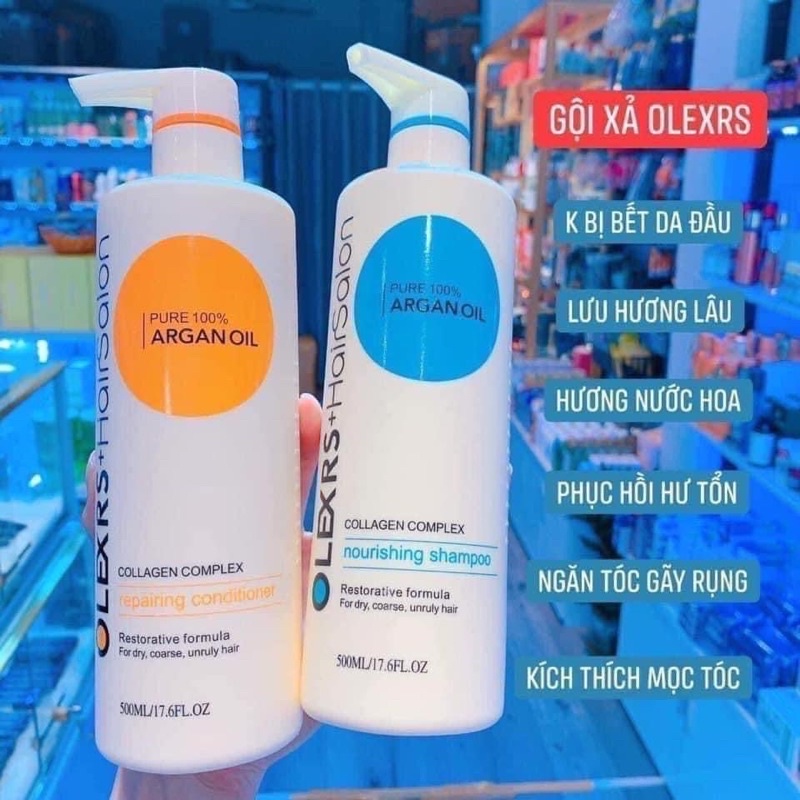 Cặp Gội Xả Olexrs Argan Oil Collagen Hair Salon 500ml