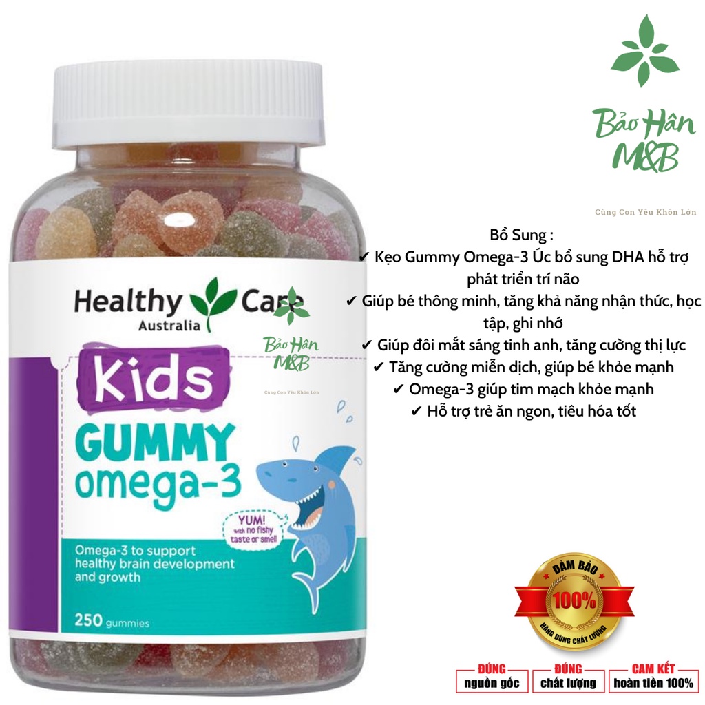 Kẹo Gummy Omega-3 Healthy Care 250 viên cho bé [ date 2024 ]