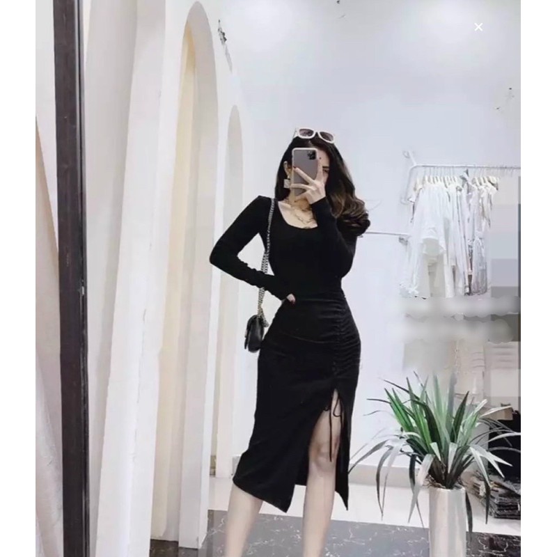 [ Mã FAMAYWA2 giảm 10K đơn 50K] Đầm rút dây dài tay xẻ đùi | BigBuy360 - bigbuy360.vn