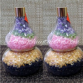 Hồ lô Thạch_Anh bình cao 11cm, 14cm ngũ sắc thủy tinh(chiêu tài,nạp phúc)_video