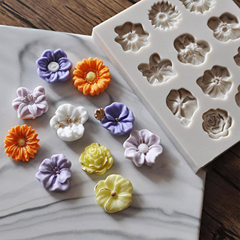 Khuôn Silicone ANAEAT Làm Bánh Sô Cô La Trang Trí DIY Tạo Hình Hoa Hồng/Hoa Hướng Dương