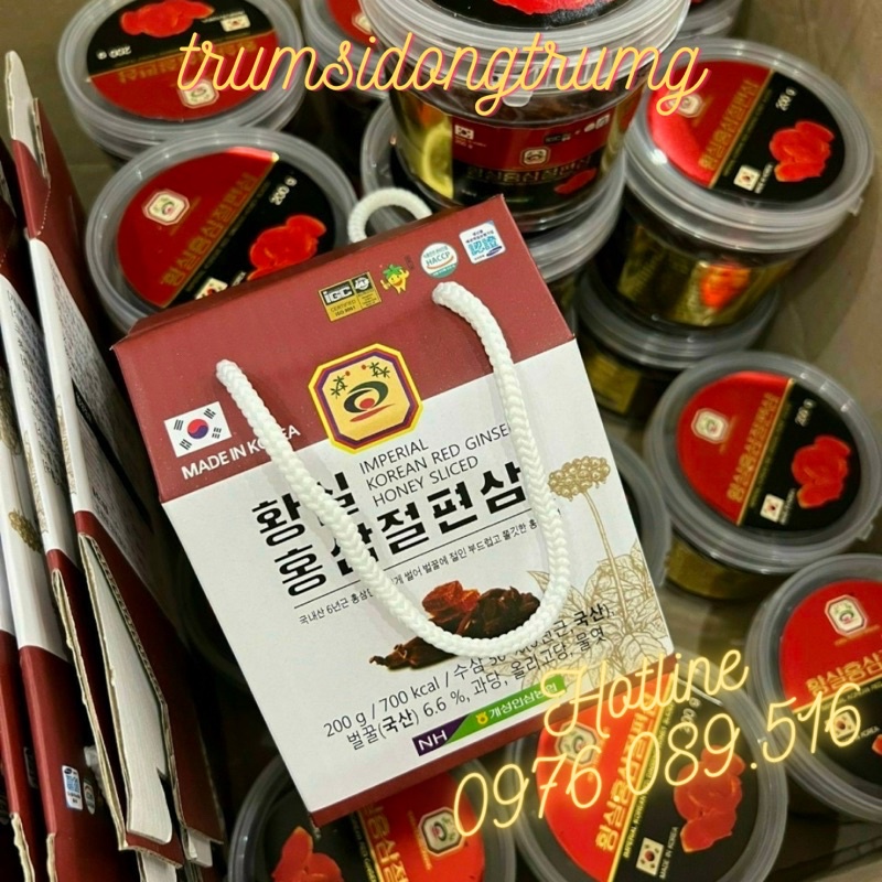 Hồng sâm lát tẩm mật ong Hàn Quốc bồi bổ sức khỏe toàn diện tăng cường thể lực giảm stress hộp 200g