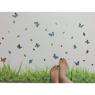 decal dán tường hàng rào xanh