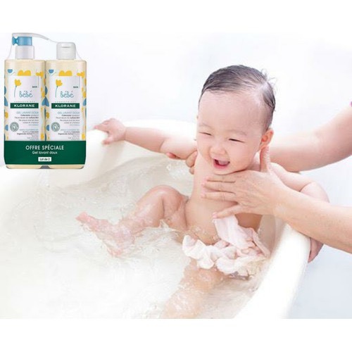 SET 2 CHAI SỮA TẮM GỘI KLORANE BEBE – Sữa tắm gội 2 in 1 cho trẻ sơ sinh