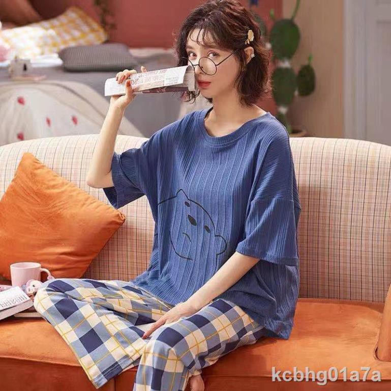 pyjama nữ mùa hè áo hai dây ngắn tay lưới người nổi tiếng hot style mới size lớn học sinh dễ thương có thể mặc ở nh  ༷