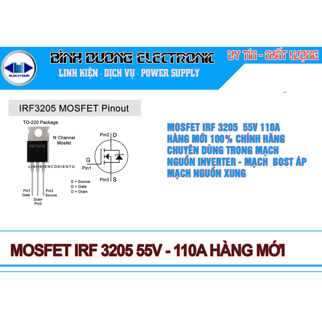 IRF3205 Mosfet 55v-110a LOẠI TỐT HÃNG MỚI 100%