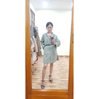 Áo dạ dáng dài xanh bơ