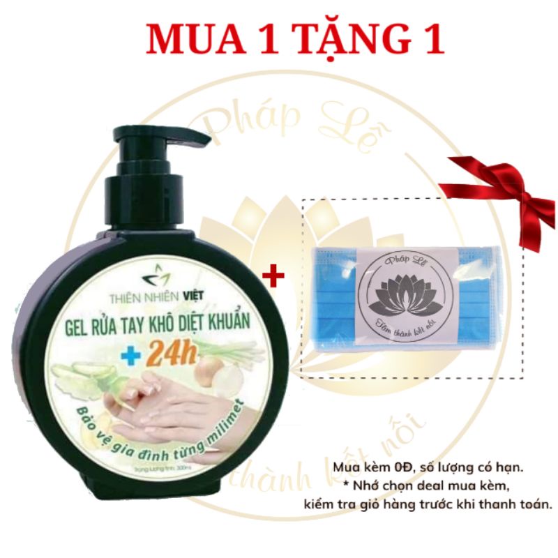 Gel Rửa Tay Khô Diệt Khuẩn 24H_Bảo Vệ Gia Đình- Có Khả Năng Loại Bỏ 99,9% Vi Khuẩn-Thành Phần Thiên Nhiên 300ML