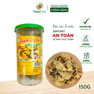 Snack da cá trứng muối HAPUFOOD ăn liền hộp 150gram, da cá chiên giòn- Đồ ăn vặt cho mẹ và bé