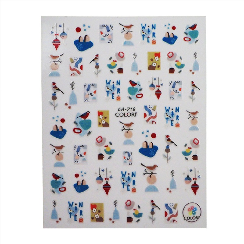 Set 6 Tấm Hình Dán Họa Tiết Giáng Sinh 3D Dễ Thương Trang Trí Móng