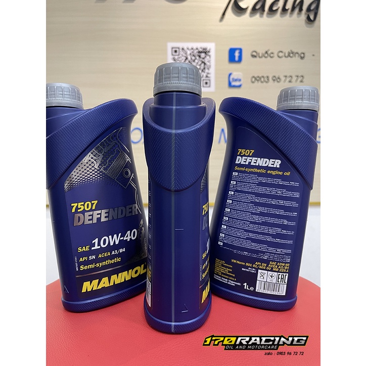 (HCM) Nhớt Xe Máy MANNOL 7507 DEFENDER SAE 10W40 SEMI - SYNTHETIC API SN , ACEA A3 | B4 Dung Tích 1000 ML