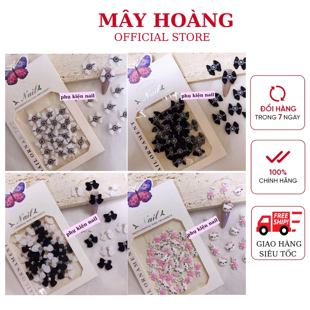 Charm nơ sét thương hiệu , Phụ Kiện Nail gắn móng