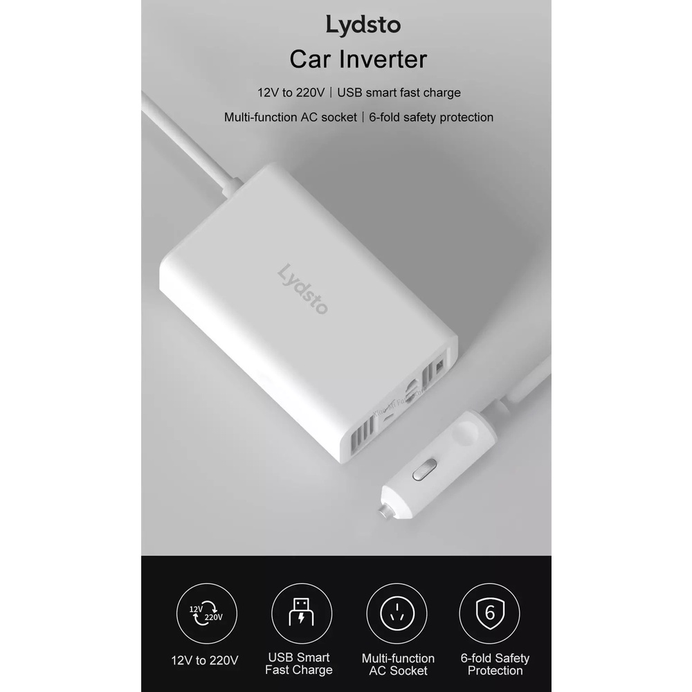 Bộ chuyển đổi 12V sang 220V Xiaomi Lydsto cho ô tô - Chuyển nguồn oto 100W